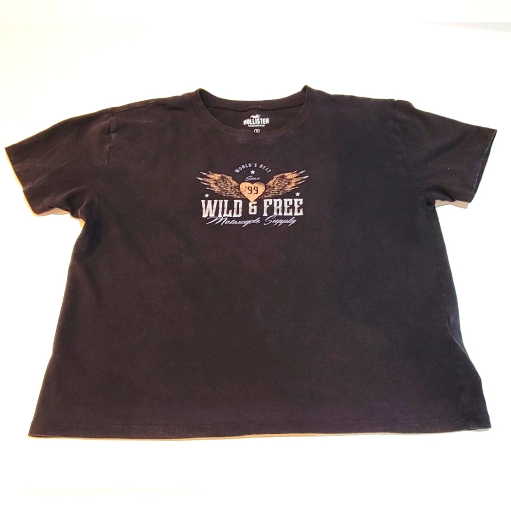 Hollister Women's Black Graphic Tee, Size S.